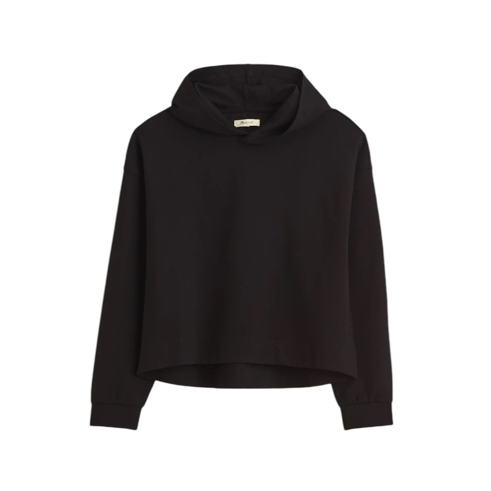 Madewell Ponte Hoodie Sweatshirt in Jet Black